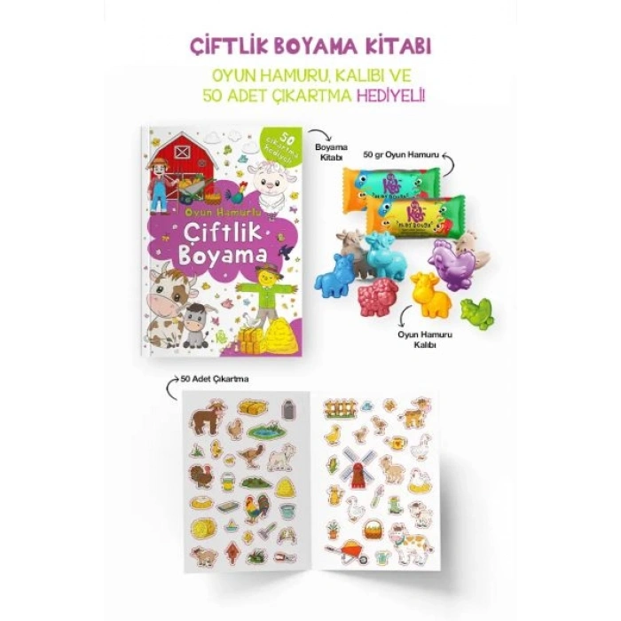 Çiftlik Boyama Kitabı - Oyun Hamurlu - 3 Yaş +