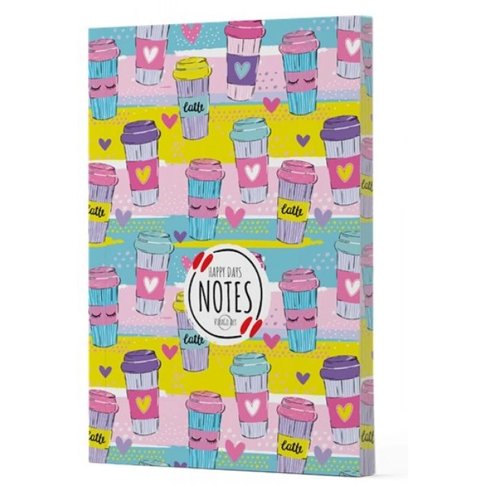 Kahve 10 - Yan Boyamalı Çizgili Defter