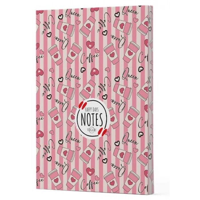 Kahve 8 - Yan Boyamalı Çizgili Defter