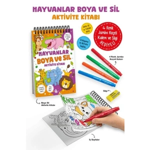 Hayvanlar - Boya ve Sil Aktivite Kitabı / 3 Yaş +