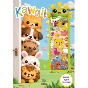 Kawaii - Puffy Parlak Çıkartmalı Boyama Kitabı