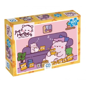 Pembe Kedi Puzzle 100