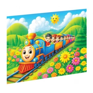 Renkli Tren Ahşap Puzzle
