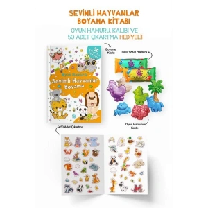 Sevimli Hayvanlar Boyama Kitabı - Oyun Hamurlu - 3 Yaş +