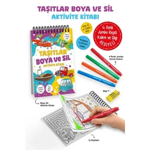 Taşıtlar - Boya ve Sil Aktivite Kitabı / 3 Yaş +