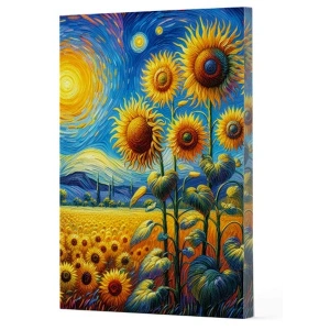 Van Gogh 4 - Ayçiçekleri Çizgili Yan Boyamalı Defter