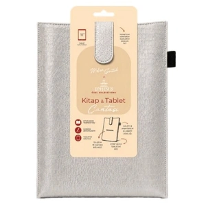 Yeni Nesil Kitap ve Tablet Çantası - Özel Deri Dokulu Gümüş