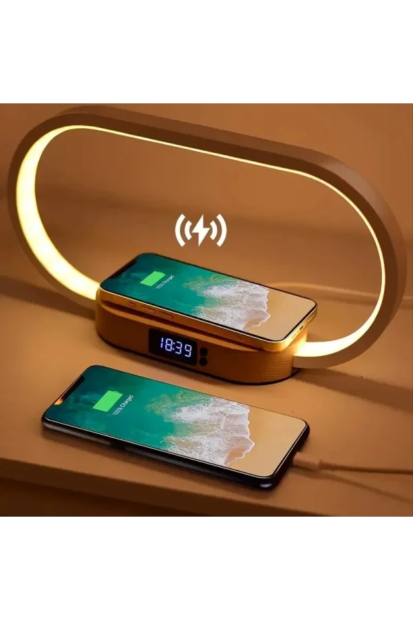 DailyTech Çok Fonksiyonlu Kablosuz Hızlı Şarj İstasyonu Standı Led Masa Gece Lambası