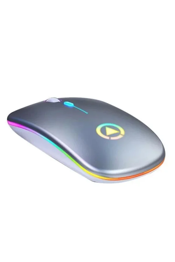 DailyTech Şarj Edilebilir Kablosuz Led Işıklı Sessiz Optic Mouse - GÜMÜŞ GRİ
