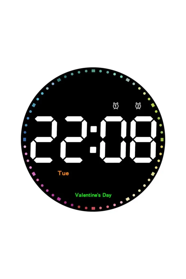 DailyTech Yuvarlak Kumandalı Dijital 10 İnç Duvar Saati Parlaklık Çalar Saat Dekor İçin Masa Saat -