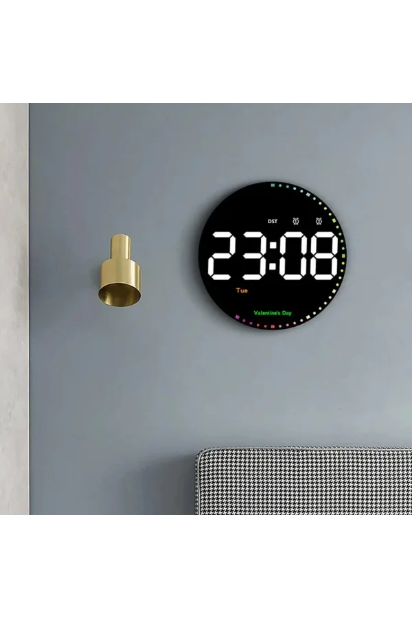 DailyTech Yuvarlak Kumandalı Dijital 10 İnç Duvar Saati Parlaklık Çalar Saat Dekor İçin Masa Saat -