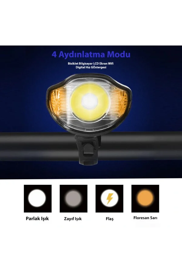 DailyTech Bisiklet Işık Korna LCD Hız Göstergesi Su Geçirmez Fener
