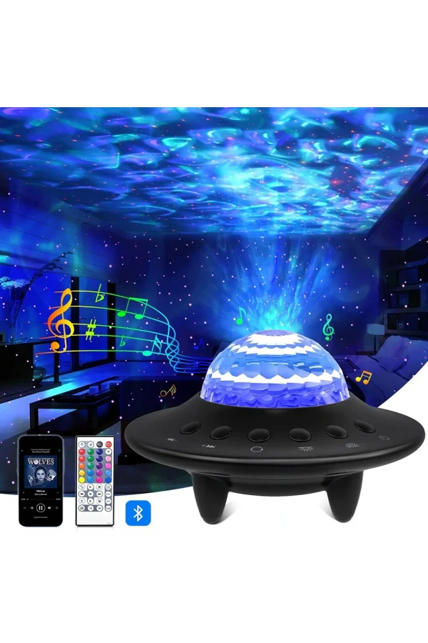 DailyTech Galaxy Projektör Hoparlör Bluetooth UFO Gece Lambası