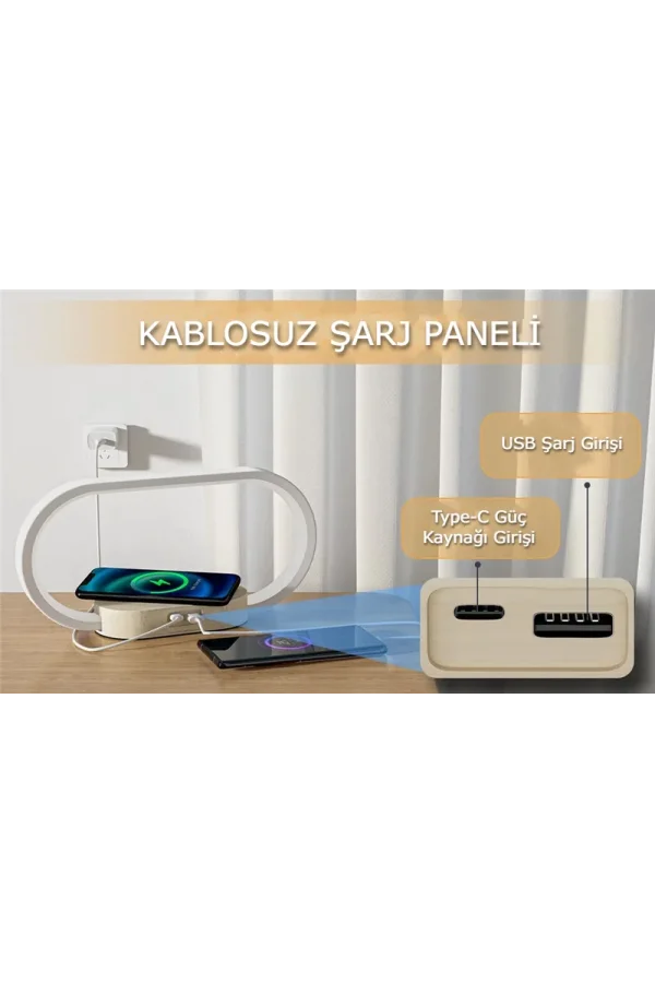 DailyTech Çok Fonksiyonlu Kablosuz Hızlı Şarj İstasyonu Standı Led Masa Gece Lambası