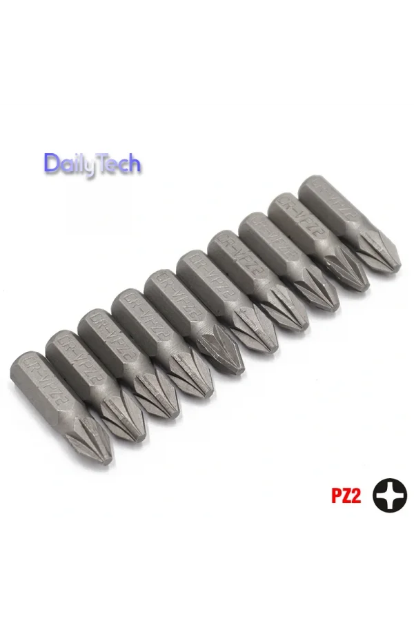 DailyTech 10 Adet 14 25mm Pozi PZ2 Tornavida Bit Seti Tamir Araçları Matkap Ucu Güç Ev El Aletleri -