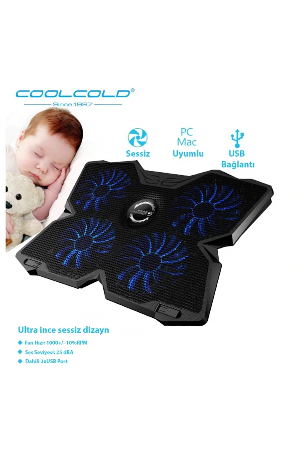 COOLCOLD Gaming 4 Fanlı Işıklı Notebook Laptop Soğutucu Stand