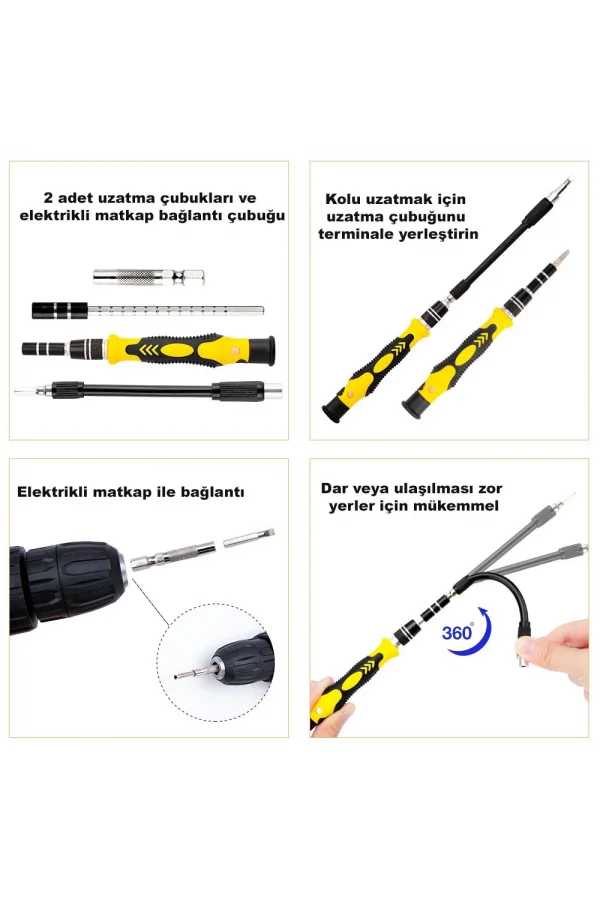 DailyTech 115 in 1 Hassas Sarı Çoklu Tornavida Seti El Alet Takımı