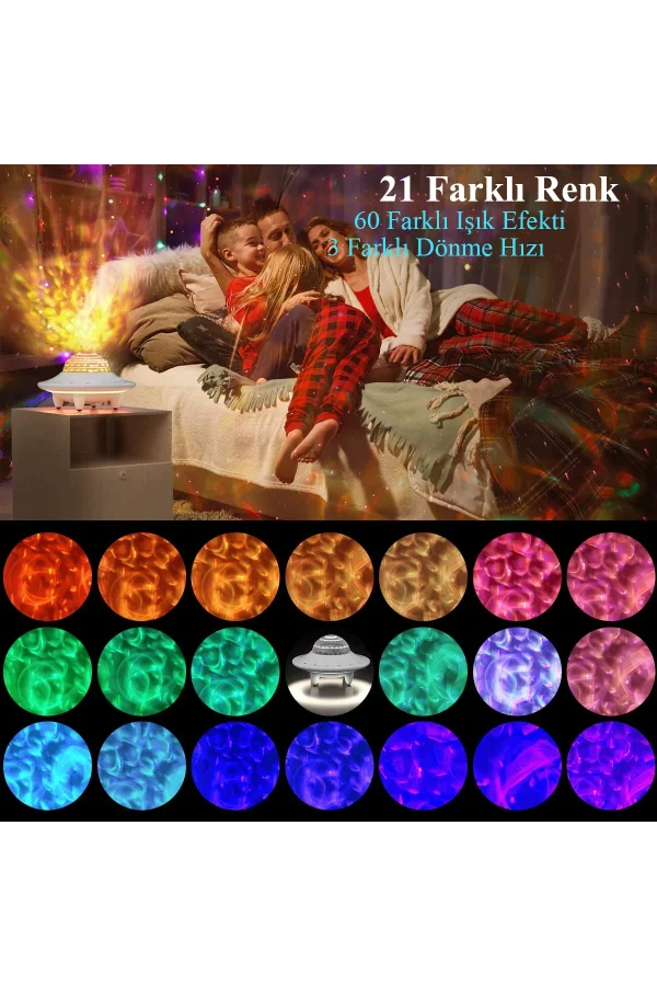 DailyTech Galaxy Projektör Hoparlör Bluetooth UFO Gece Lambası