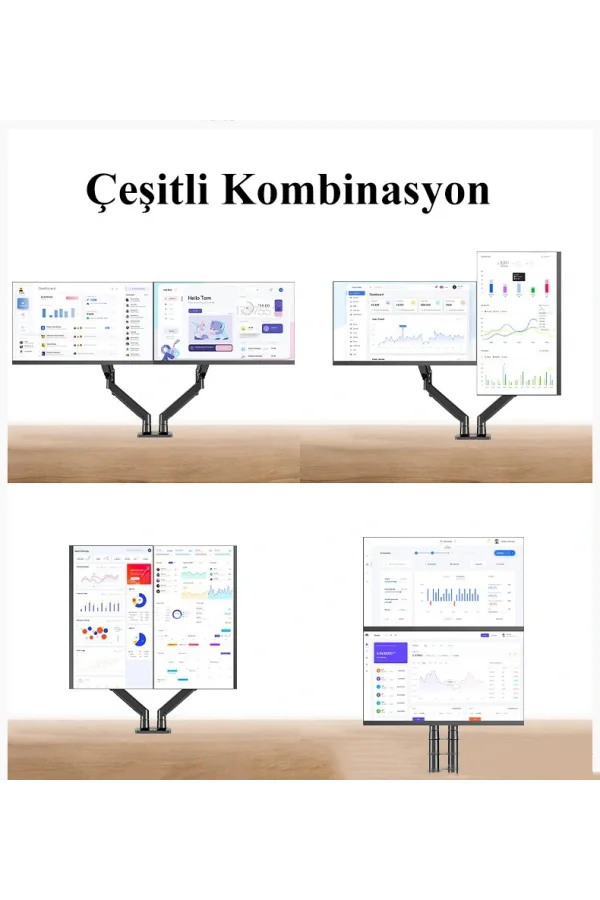 North Bayou NB G35 Çift Kol Amortisörlü Monitör Tutucu Stand 22-32