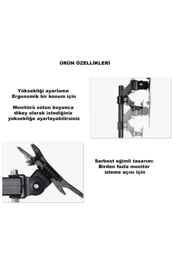 Masaüstü Ayarlanabilir 14-32” Çift Kol Monitör Tutucu SK14-32ÇİFTKOL