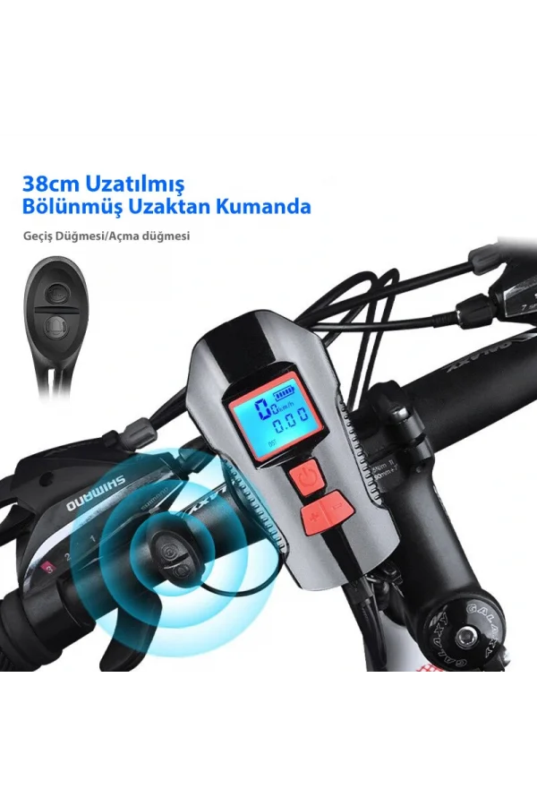 DailyTech Bisiklet Işık Korna LCD Hız Göstergesi Su Geçirmez Fener