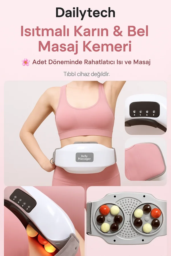 Dailytech Bian Taşı Isıtmalı Titreşimli Karın & Bel Masaj Kemeri Regl Döneminde Rahatlatıcı Kullanım