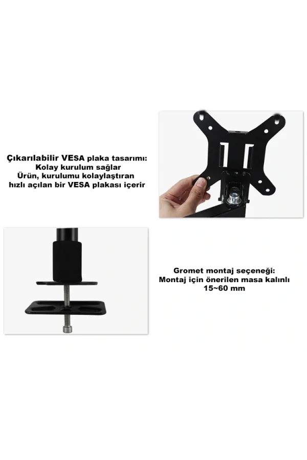 Masaüstü Ayarlanabilir 14-32” Çift Kol Monitör Tutucu SK14-32ÇİFTKOL