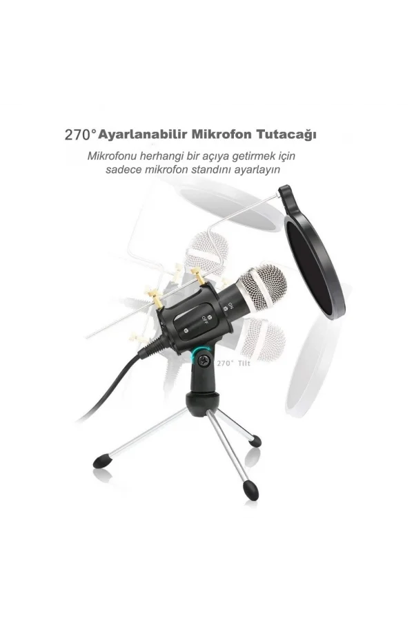 DailyTech Kareoke Kondenser Mikrofon Telefon Ve Bilgisayar Uyumlu