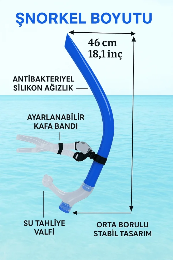 DailyTech Yetişkin Yüzme Antrenman Şnorkeli Siyah