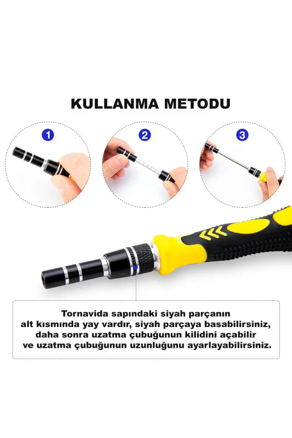 DailyTech 115 in 1 Hassas Sarı Çoklu Tornavida Seti El Alet Takımı
