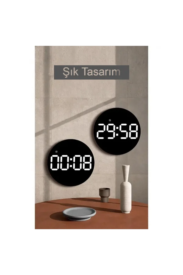 DailyTech Yuvarlak Kumandalı Dijital 10 İnç Duvar Saati Parlaklık Çalar Saat Dekor İçin Masa Saat -