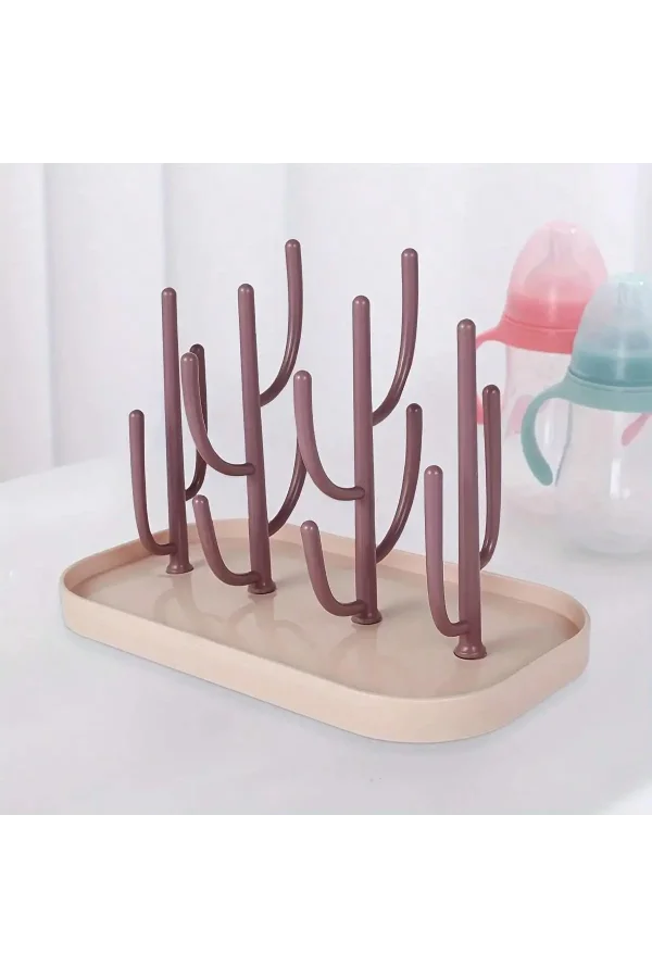 DailyTech Kaktüs Tasarımlı Bebek Biberon Aksesuar Kurutma Standı Su Drenajlı Hijyenik Organizer