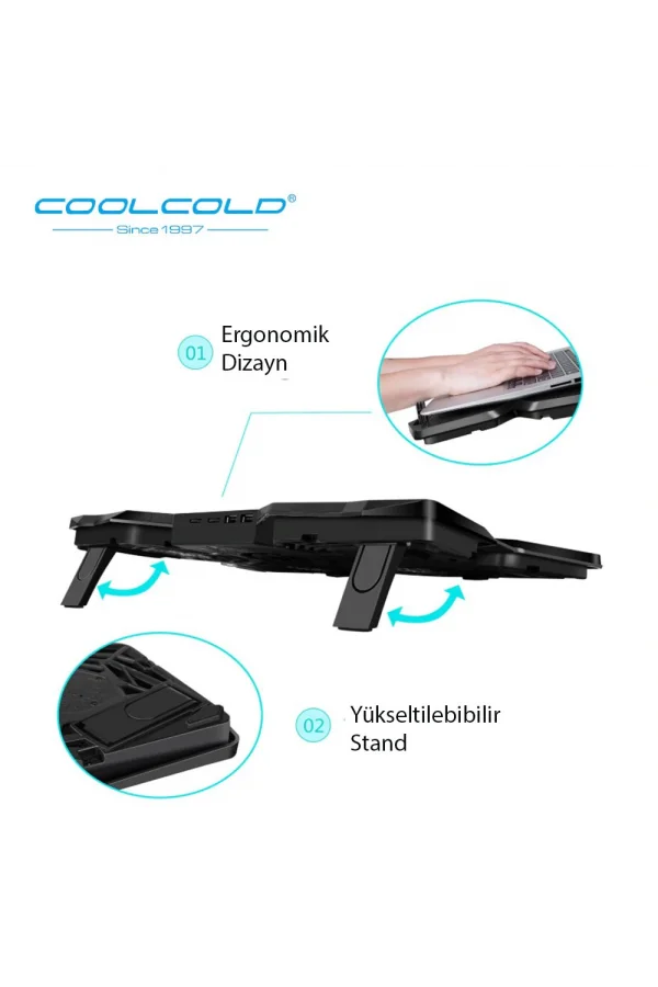 COOLCOLD Gaming 4 Fanlı Işıklı Notebook Laptop Soğutucu Stand