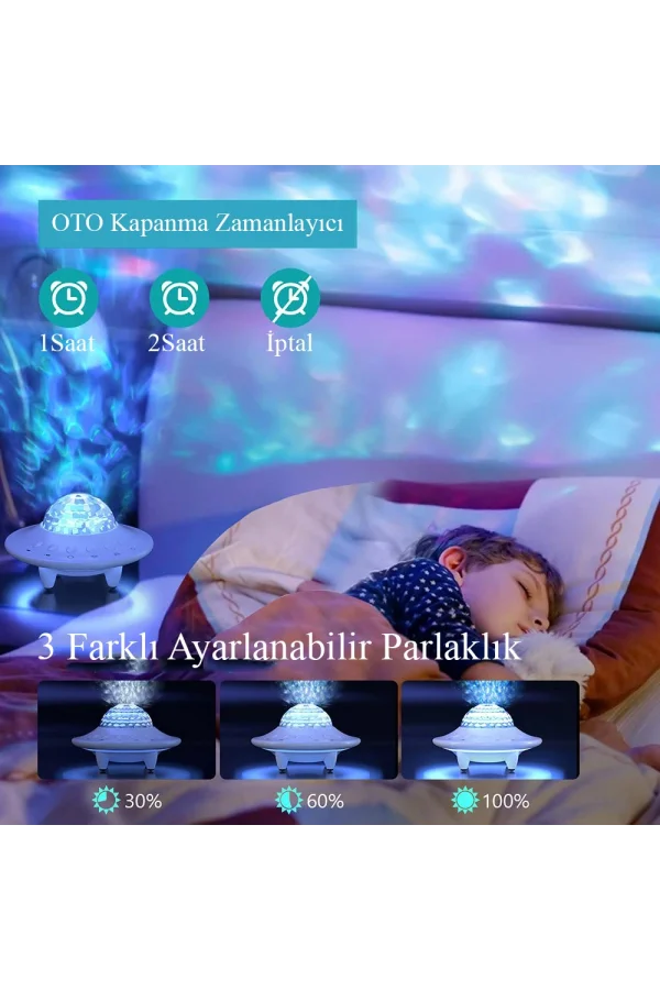 DailyTech Galaxy Projektör Hoparlör Bluetooth UFO Gece Lambası