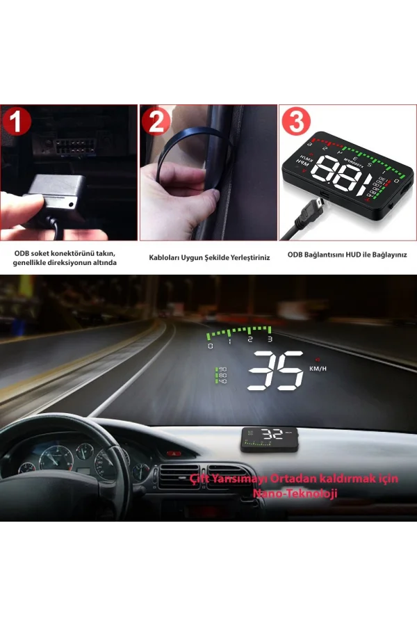 DailyTech HUD Head Up Display 3.5 İnç OBD Sanal Gösterge Paneli