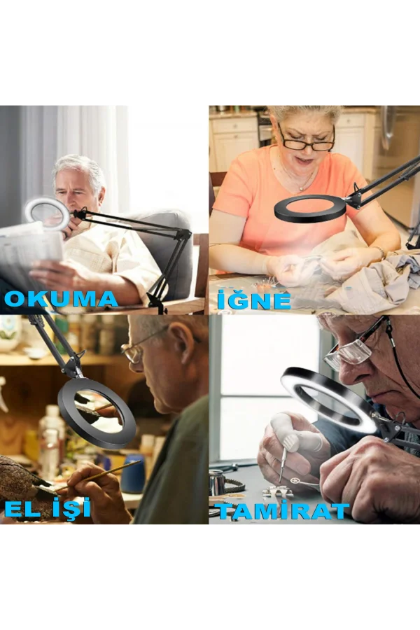 DailyTech Çok işlevli Masa Üstü Katlanabilir 5/8X ışıklı büyüteç