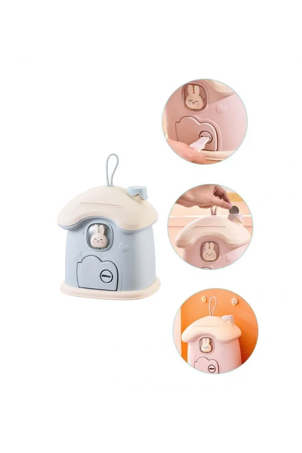 DailyTech Anahtarlı Sevimli Tavşan Figürlü Pembe Kumbara Çocuk Odası Dekoru Para Kutusu