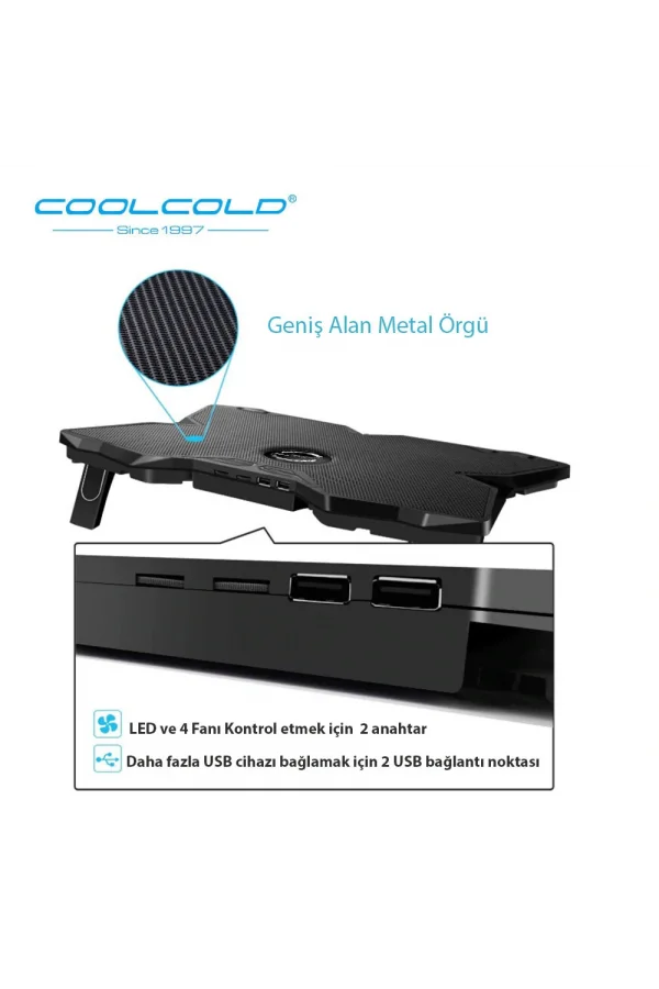 COOLCOLD Gaming 4 Fanlı Işıklı Notebook Laptop Soğutucu Stand