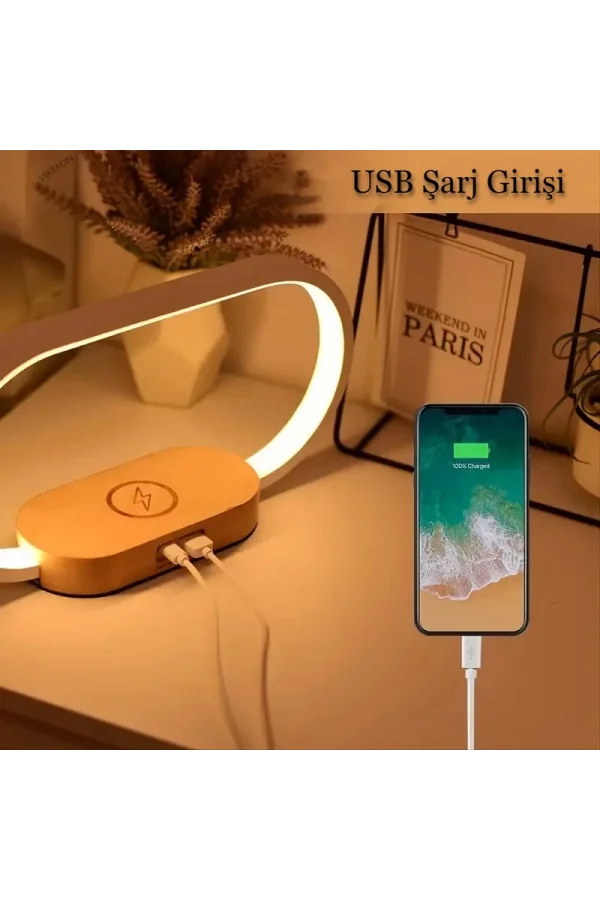DailyTech Çok Fonksiyonlu Kablosuz Hızlı Şarj İstasyonu Standı Led Masa Gece Lambası