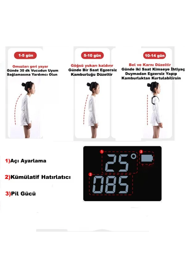 DailyTech Ayarlanabilir Akıllı Duruş Kamburluk Düzeltici Cihaz