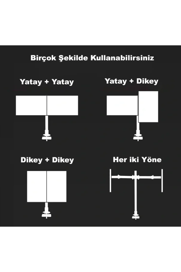 Masaüstü Ayarlanabilir 14-32” Çift Kol Monitör Tutucu SK14-32ÇİFTKOL