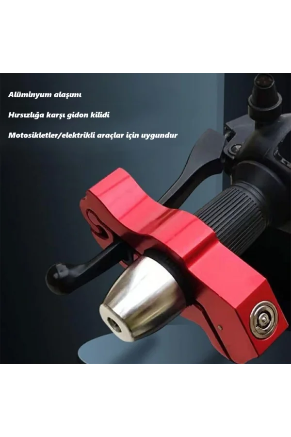 DailyTech Motosiklet Scooter Fren Kilidi Alüminyum Anahtarlı Güvenlik Kilidi Gidon