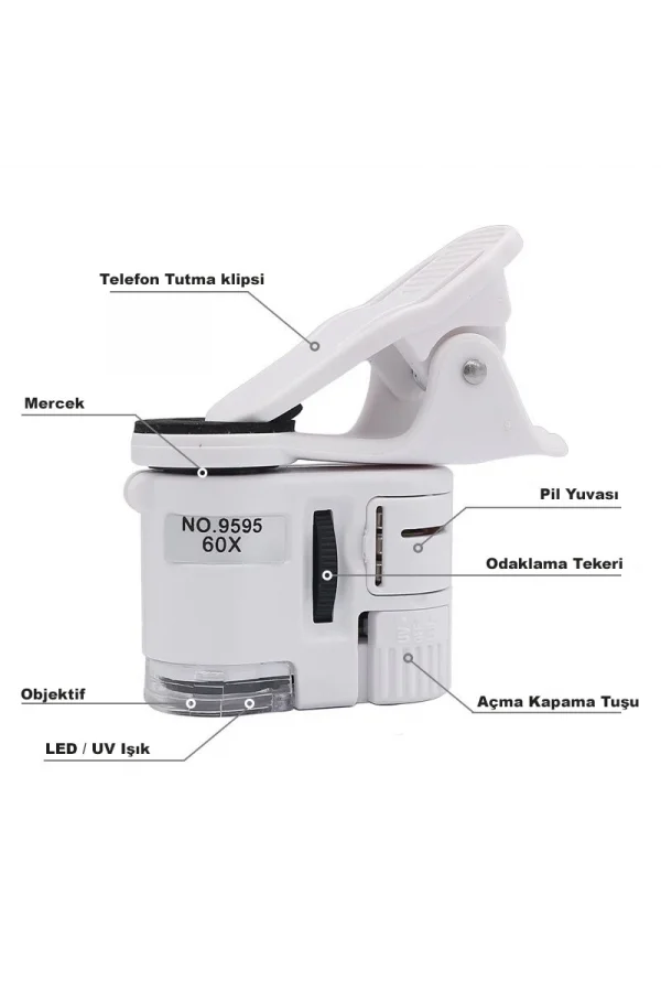 DailyTech 60X Mini Taşınabilir Büyüteç Mikroskop Cep telefon Uyumlu