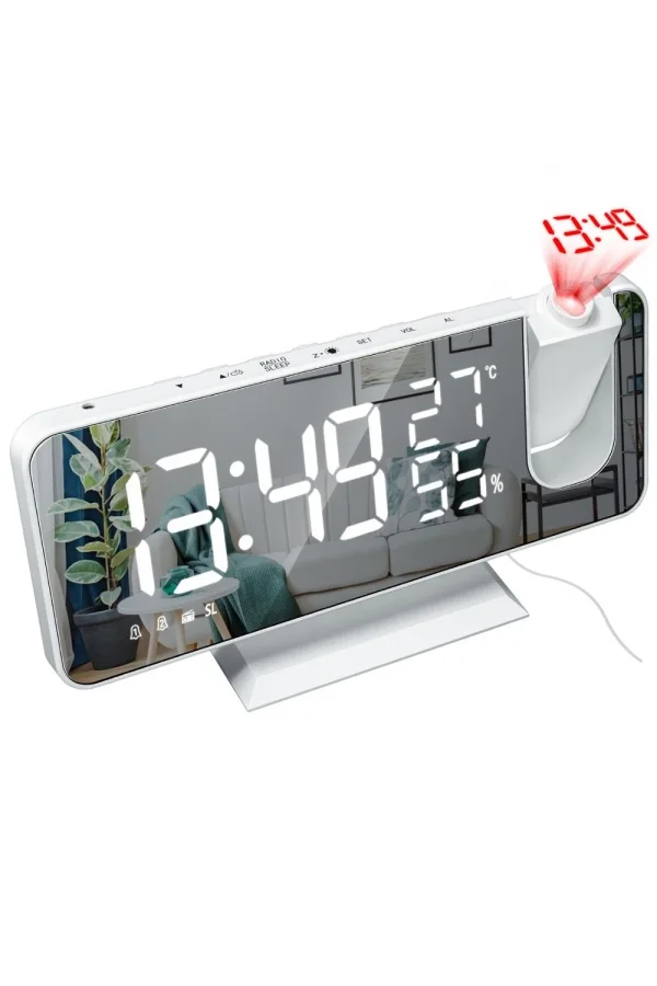 DailyTech Çok Fonksiyonlu Masaüstü Saat (FM Radio Alarm Projeksiyon Sıcaklık Alarm)