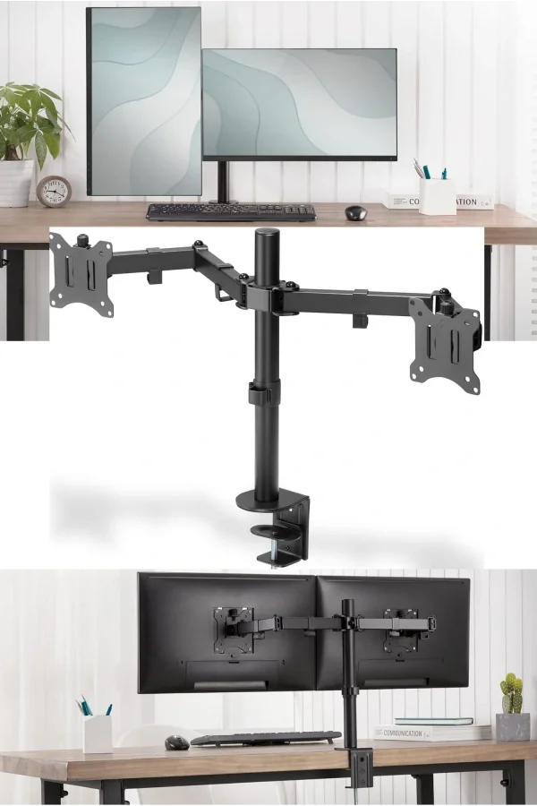 Masaüstü Ayarlanabilir 14-32” Çift Kol Monitör Tutucu SK14-32ÇİFTKOL