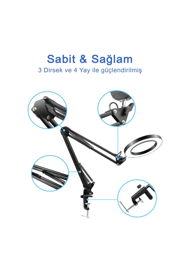 DailyTech Çok işlevli Masa Üstü Katlanabilir 5/8X ışıklı büyüteç