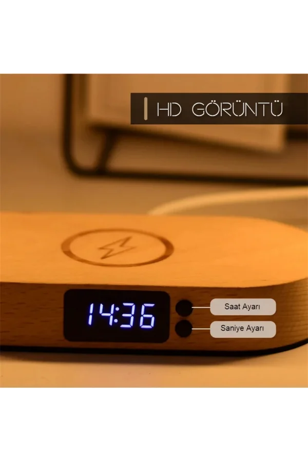 DailyTech Çok Fonksiyonlu Kablosuz Hızlı Şarj İstasyonu Standı Led Masa Gece Lambası
