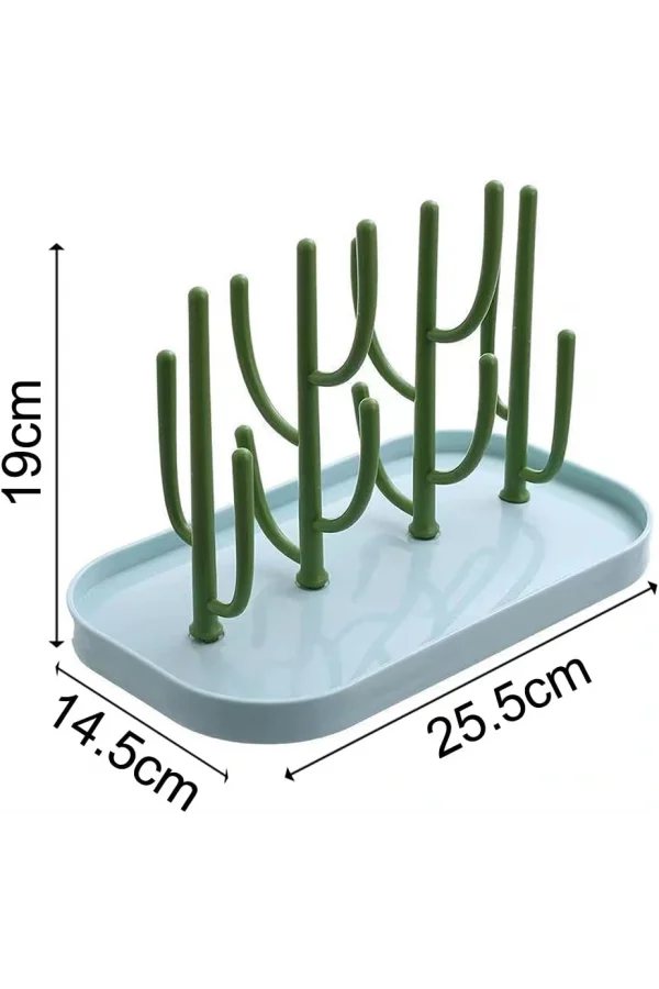 DailyTech Kaktüs Tasarımlı Bebek Biberon Aksesuar Kurutma Standı Su Drenajlı Hijyenik Organizer