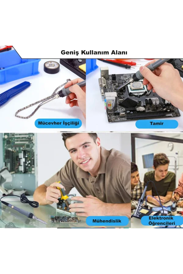 60W Havya Lehim Seti Multimetre Vakum Pompası Uç Seti Lehim Teli Cımbız Kılıf Elektronik Onarım Kiti