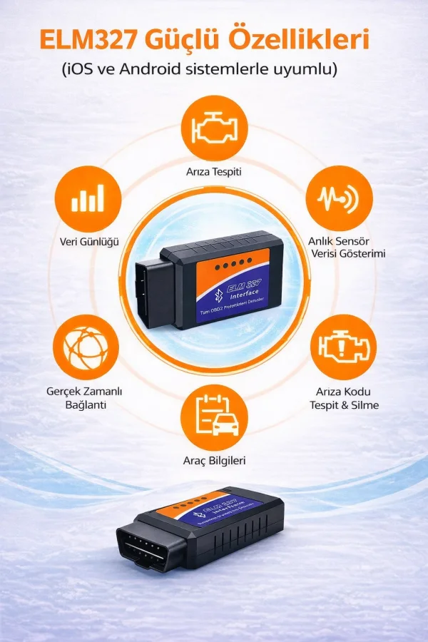 DailyTech ELM327 V2.1 OBD2 Bluetooth Araç Arıza Tespit Cihazı